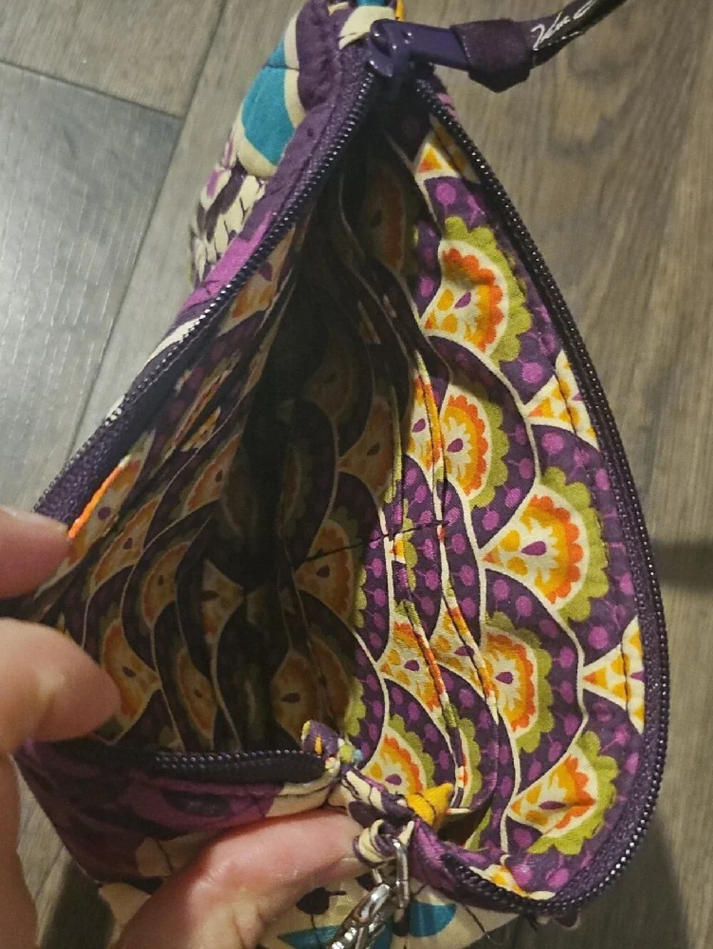 Vera Bradley Plum Crazy Purple Quilted Wristlet and Card Pouch Purse